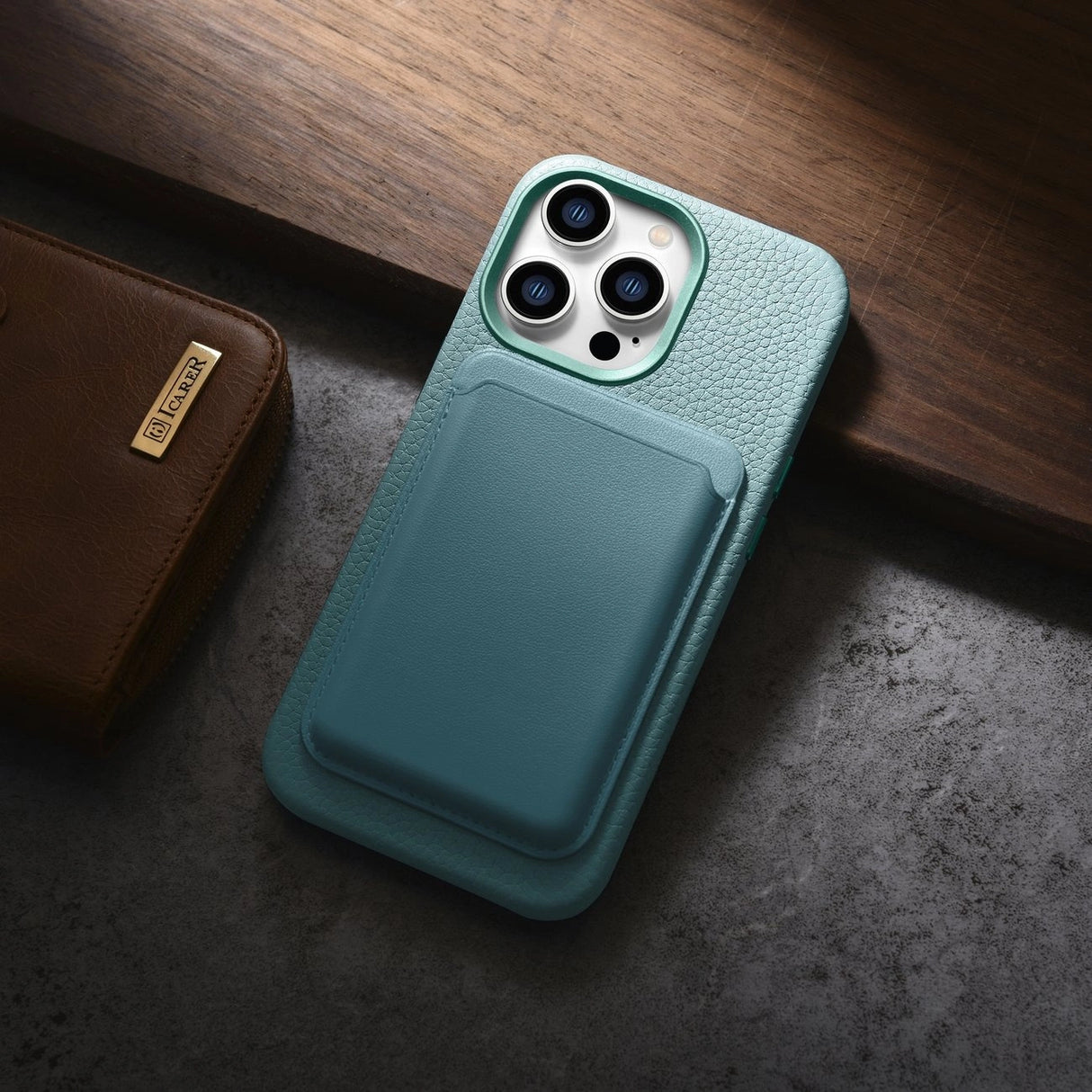 iCarer Litchi Premium Ledder Case iPhone 14 Pro Max Magnetisk Ledder Case med MagSafe Green (WMI14220712-GN)