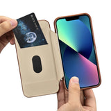 iCarer CE Oil Wax Premium Leather Folio Case iPhone 14 Plus magnetisk flip case MagSafe brun (AKI14220707-BN)