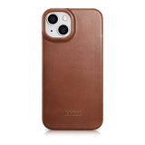 iCarer CE Oil Wax Premium Leather Folio Case iPhone 14 Plus magnetisk flip case MagSafe brun (AKI14220707-BN)