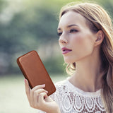 iCarer CE Oil Wax Premium Leather Folio Case iPhone 14 Plus magnetisk flip case MagSafe brun (AKI14220707-BN)