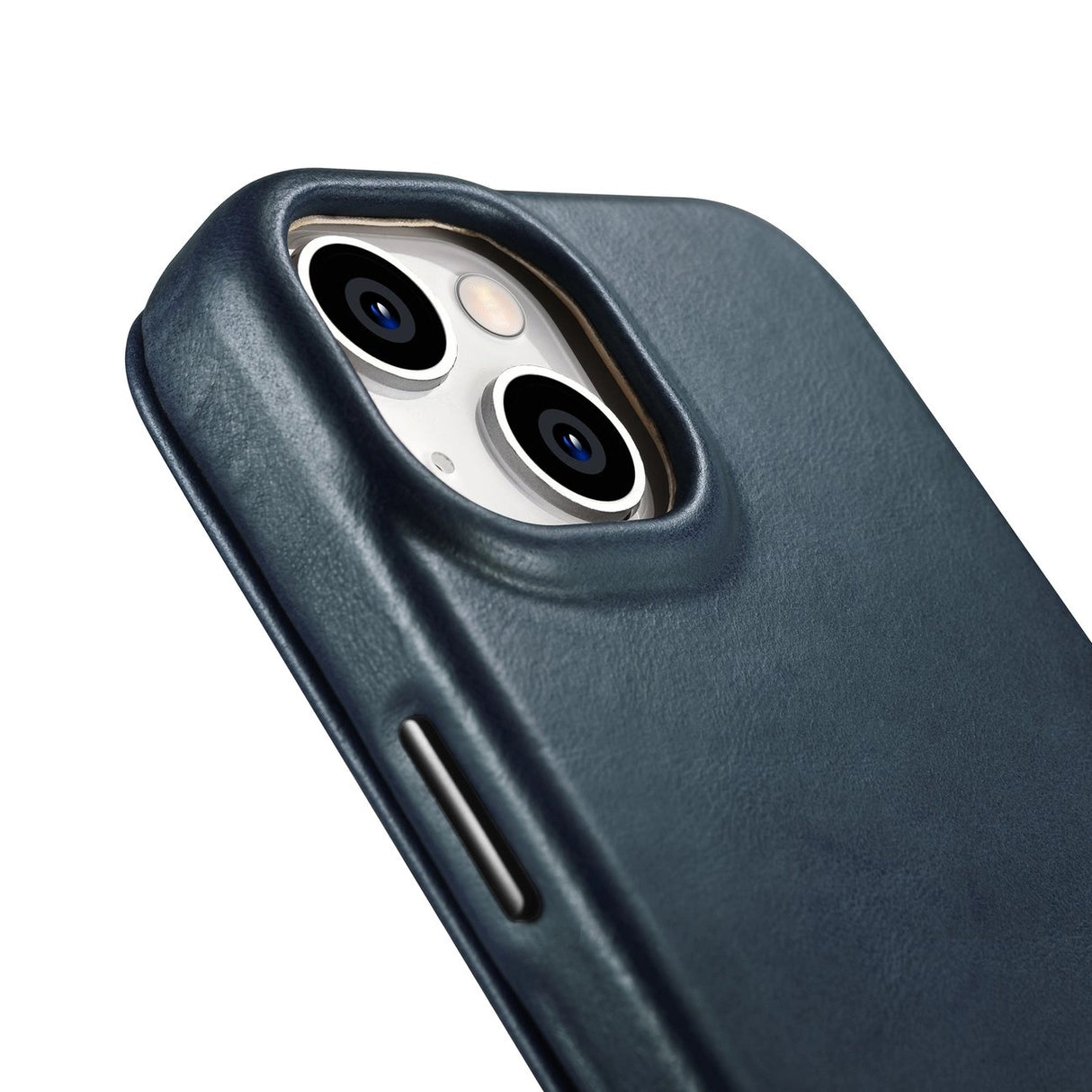 iCarer CE Oil Wax Premium Leather Folio Case iPhone 14 Plus magnetisk flip case MagSafe blå (AKI14220707-BU)