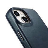 iCarer CE Oil Wax Premium Leather Folio Case iPhone 14 Plus magnetisk flip case MagSafe blå (AKI14220707-BU)