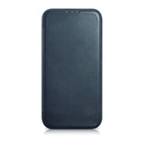 iCarer CE Oil Wax Premium Leather Folio Case iPhone 14 Plus magnetisk flip case MagSafe blå (AKI14220707-BU)