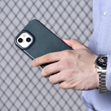 iCarer CE Oil Wax Premium Leather Folio Case iPhone 14 Plus magnetisk flip case MagSafe blå (AKI14220707-BU)