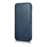 iCarer CE Oil Wax Premium Leather Folio Case iPhone 14 Plus magnetisk flip case MagSafe blå (AKI14220707-BU)