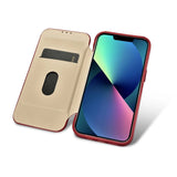 iCarer CE Oil Wax Premium Leather Folio Case iPhone 14 Plus Magnetisk Flip Leather Folio Case MagSafe Red (AKI14220707-RD)