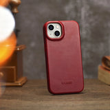 iCarer CE Oil Wax Premium Leather Folio Case iPhone 14 Plus Magnetisk Flip Leather Folio Case MagSafe Red (AKI14220707-RD)