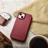 iCarer CE Oil Wax Premium Leather Folio Case iPhone 14 Plus Magnetisk Flip Leather Folio Case MagSafe Red (AKI14220707-RD)