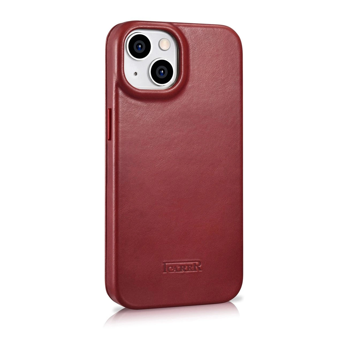 iCarer CE Oil Wax Premium Leather Folio Case iPhone 14 Plus Magnetisk Flip Leather Folio Case MagSafe Red (AKI14220707-RD)