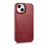 iCarer CE Oil Wax Premium Leather Folio Case iPhone 14 Plus Magnetisk Flip Leather Folio Case MagSafe Red (AKI14220707-RD)