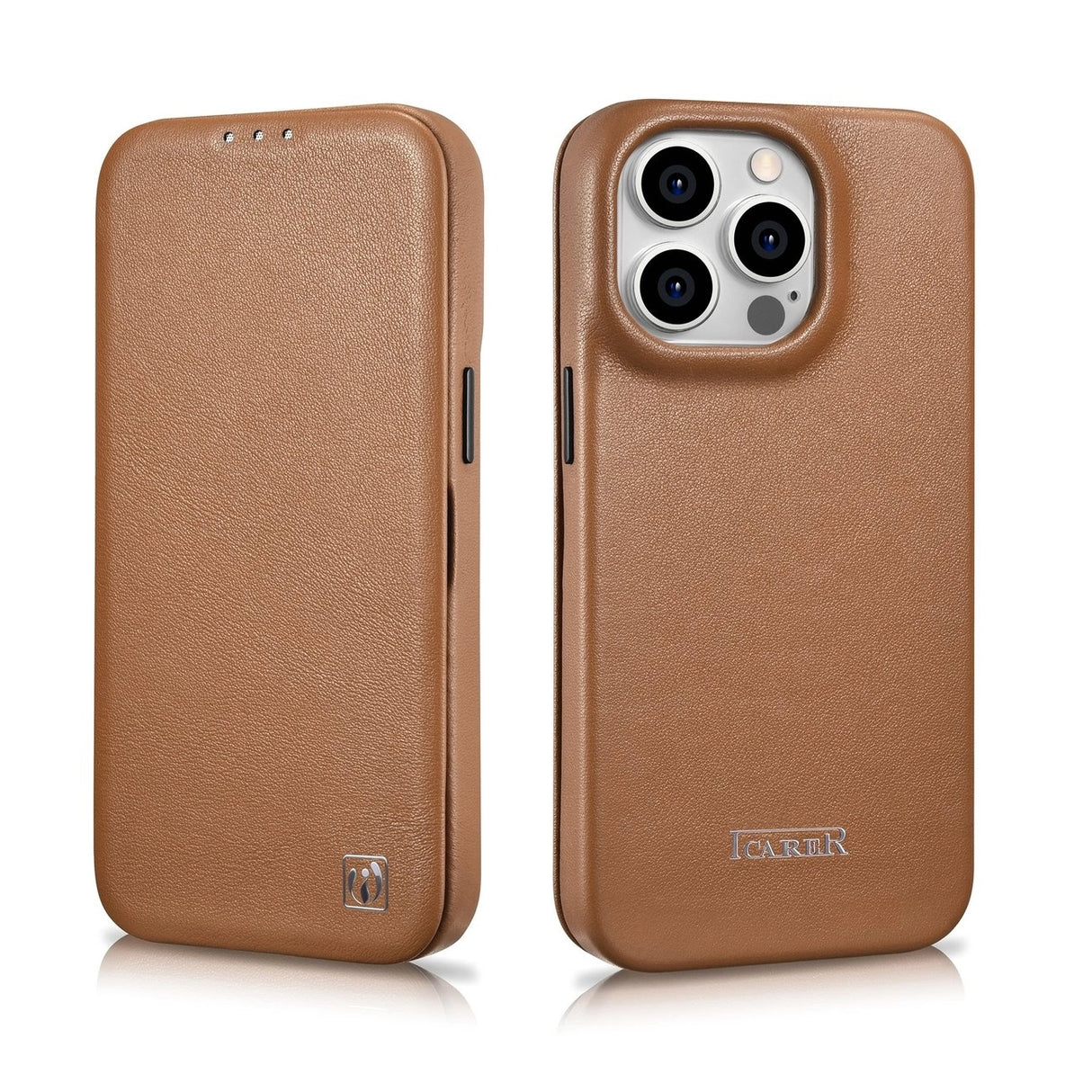 iCarer CE Premium læder Folio Case iPhone 14 Pro Magnetisk Flip læder Folio Case MagSafe brun (WMI14220714-BN)