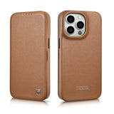 iCarer CE Premium læder Folio Case iPhone 14 Pro Magnetisk Flip læder Folio Case MagSafe brun (WMI14220714-BN)