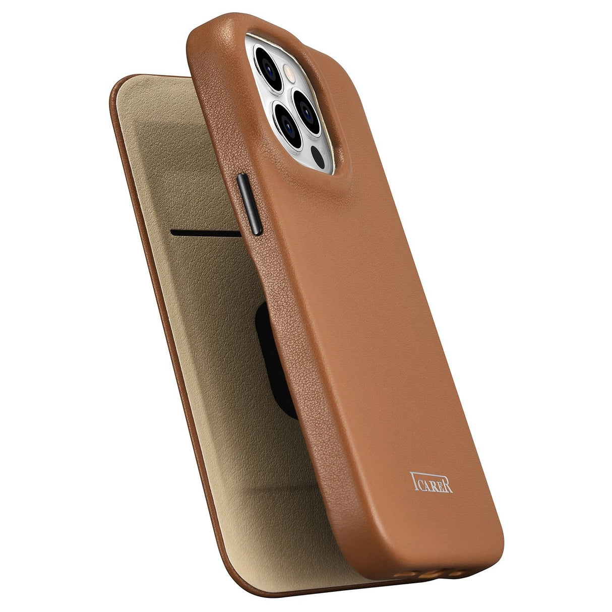 iCarer CE Premium læder Folio Case iPhone 14 Pro Magnetisk Flip læder Folio Case MagSafe brun (WMI14220714-BN)