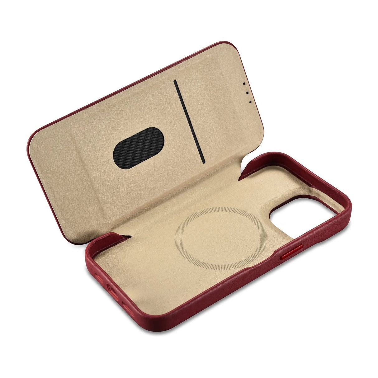 iCarer CE Premium Leather Folio Case iPhone 14 Pro Magnetisk Flip Leather Folio Case MagSafe Red (WMI14220714-RD)
