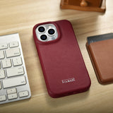 iCarer CE Premium Leather Folio Case iPhone 14 Pro Magnetisk Flip Leather Folio Case MagSafe Red (WMI14220714-RD)