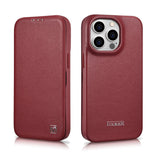 iCarer CE Premium Leather Folio Case iPhone 14 Pro Magnetisk Flip Leather Folio Case MagSafe Red (WMI14220714-RD)