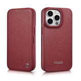 iCarer CE Premium Leather Folio Case iPhone 14 Pro Magnetisk Flip Leather Folio Case MagSafe Red (WMI14220714-RD)