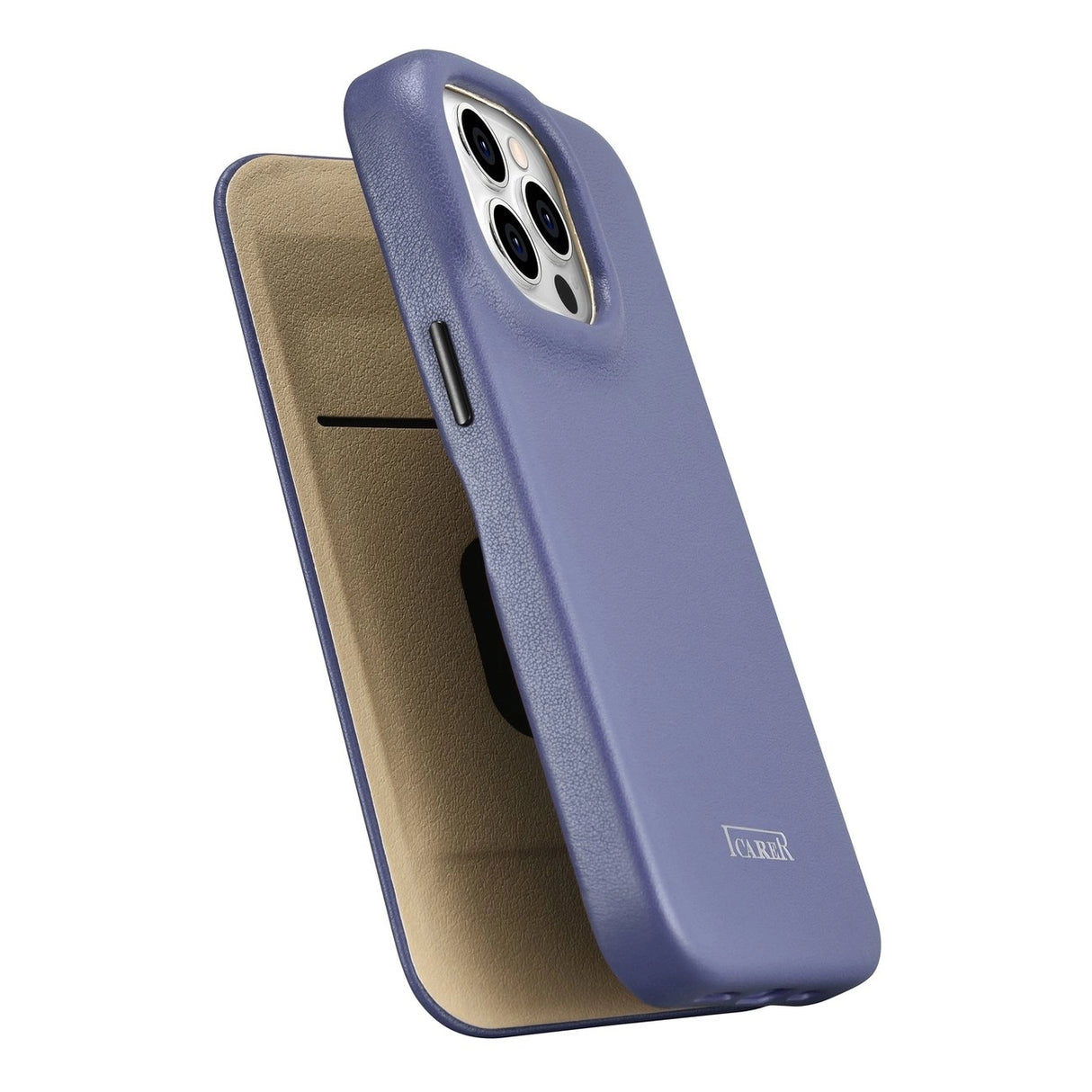 iCarer CE Premium læder Folio Case iPhone 14 Pro Magnetisk Flip læder Folio Case MagSafe Light Purple (WMI14220714-LP)