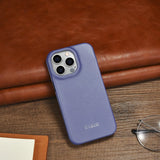 iCarer CE Premium læder Folio Case iPhone 14 Pro Magnetisk Flip læder Folio Case MagSafe Light Purple (WMI14220714-LP)
