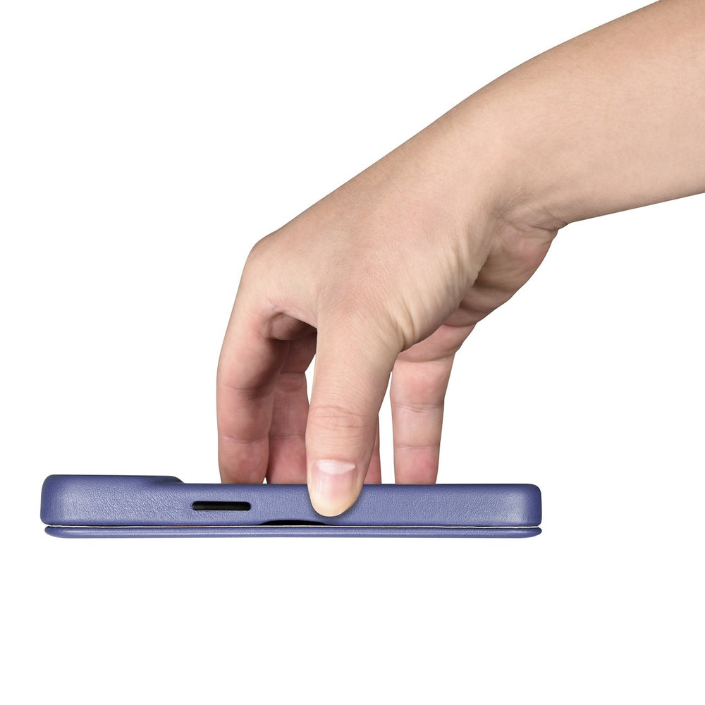 iCarer CE Premium læder Folio Case iPhone 14 Pro Magnetisk Flip læder Folio Case MagSafe Light Purple (WMI14220714-LP)