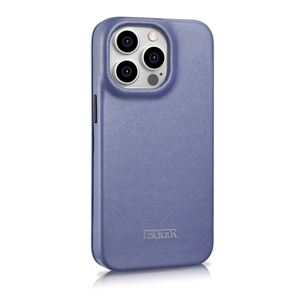 iCarer CE Premium læder Folio Case iPhone 14 Pro Magnetisk Flip læder Folio Case MagSafe Light Purple (WMI14220714-LP)
