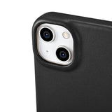 iCarer CE Premium læder Folio Case iPhone 14 Plus Magnetisk Flip læder Folio Case MagSafe sort (WMI14220715-BK)