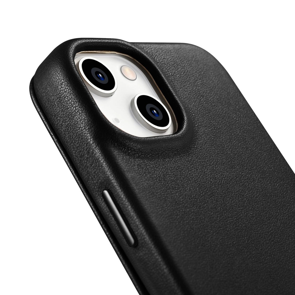 iCarer CE Premium læder Folio Case iPhone 14 Plus Magnetisk Flip læder Folio Case MagSafe sort (WMI14220715-BK)