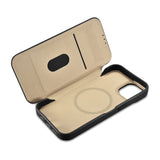 iCarer CE Premium læder Folio Case iPhone 14 Plus Magnetisk Flip læder Folio Case MagSafe sort (WMI14220715-BK)