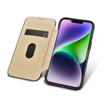 iCarer CE Premium læder Folio Case iPhone 14 Plus Magnetisk Flip læder Folio Case MagSafe sort (WMI14220715-BK)