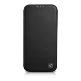 iCarer CE Premium læder Folio Case iPhone 14 Plus Magnetisk Flip læder Folio Case MagSafe sort (WMI14220715-BK)