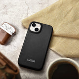 iCarer CE Premium læder Folio Case iPhone 14 Plus Magnetisk Flip læder Folio Case MagSafe sort (WMI14220715-BK)