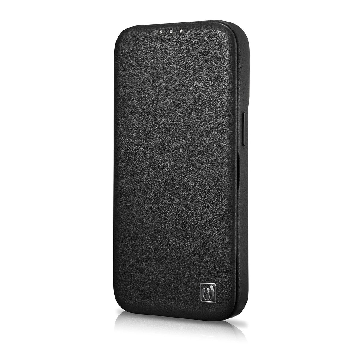 iCarer CE Premium læder Folio Case iPhone 14 Plus Magnetisk Flip læder Folio Case MagSafe sort (WMI14220715-BK)