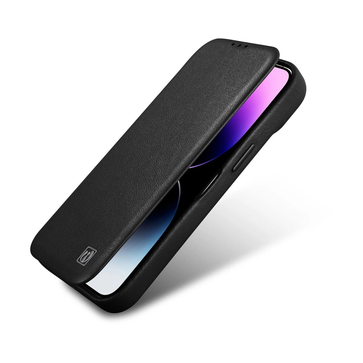 iCarer CE Premium læder Folio Case iPhone 14 Plus Magnetisk Flip læder Folio Case MagSafe sort (WMI14220715-BK)