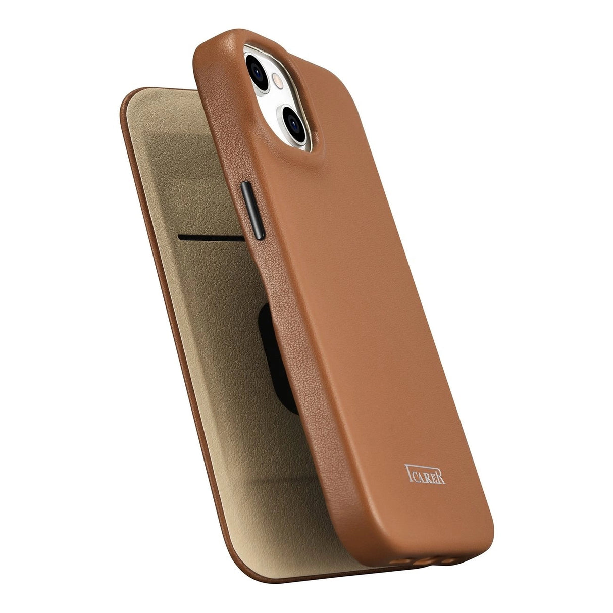iCarer CE Premium læder Folio Case iPhone 14 Plus Magnetisk Flip læder Folio Case MagSafe Brown (WMI14220715-BN)