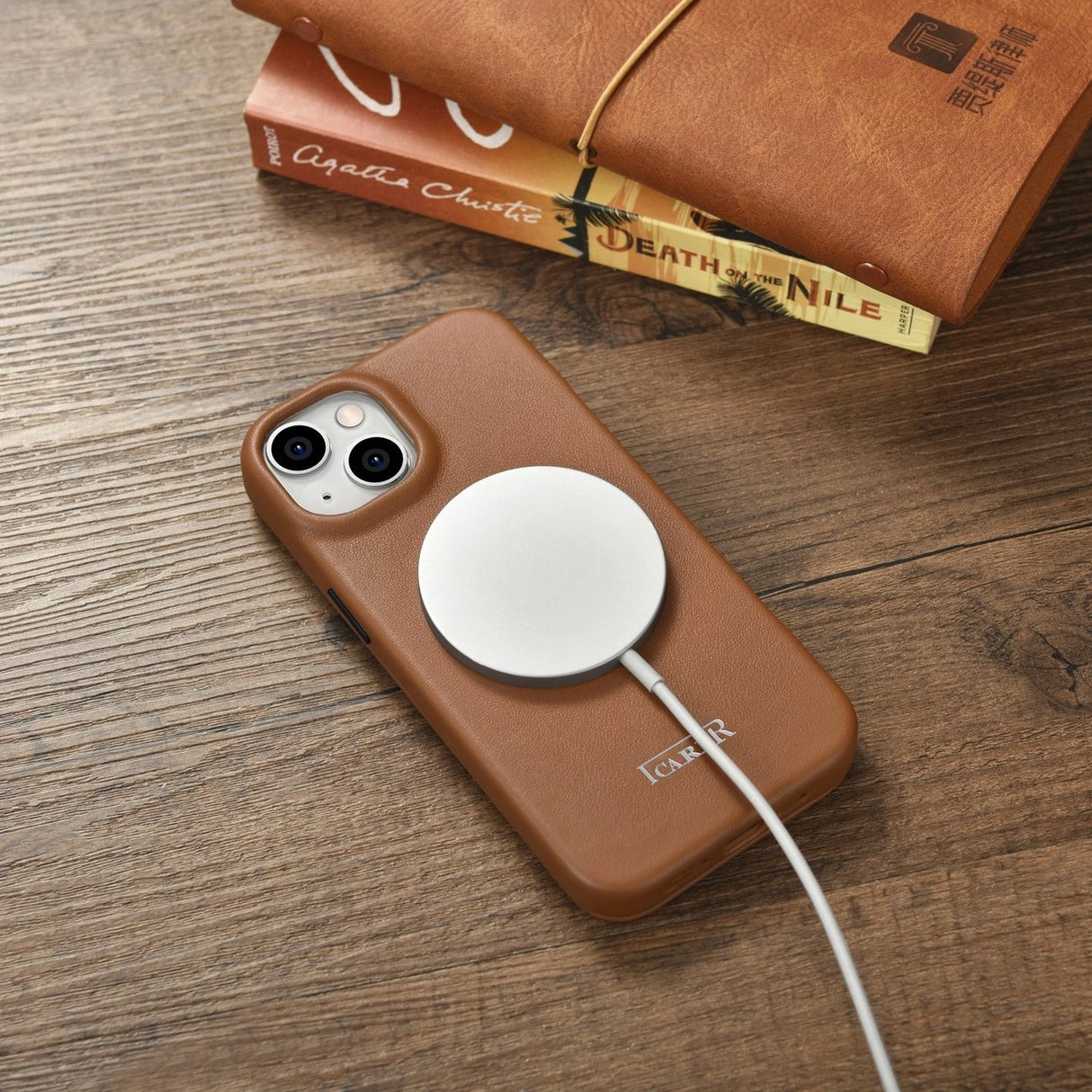 iCarer CE Premium læder Folio Case iPhone 14 Plus Magnetisk Flip læder Folio Case MagSafe Brown (WMI14220715-BN)