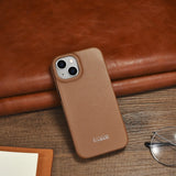 iCarer CE Premium læder Folio Case iPhone 14 Plus Magnetisk Flip læder Folio Case MagSafe Brown (WMI14220715-BN)