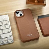 iCarer CE Premium læder Folio Case iPhone 14 Plus Magnetisk Flip læder Folio Case MagSafe Brown (WMI14220715-BN)