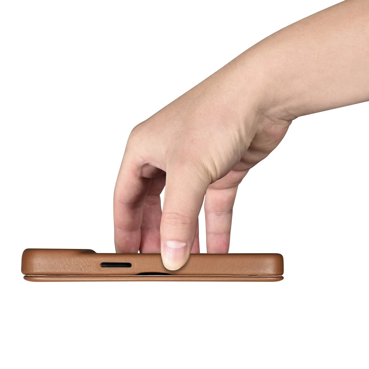 iCarer CE Premium læder Folio Case iPhone 14 Plus Magnetisk Flip læder Folio Case MagSafe Brown (WMI14220715-BN)