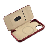 iCarer CE Premium læder Folio Case iPhone 14 Plus Magnetisk Flip læder Folio Case MagSafe Red (WMI14220715-RD)