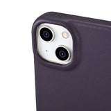 iCarer CE Premium læder Folio Case iPhone 14 Plus Magnetisk Flip læder Folio Case MagSafe mørk lilla (WMI14220715-DP)