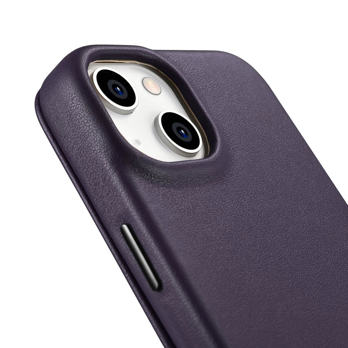 iCarer CE Premium læder Folio Case iPhone 14 Plus Magnetisk Flip læder Folio Case MagSafe mørk lilla (WMI14220715-DP)