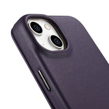 iCarer CE Premium læder Folio Case iPhone 14 Plus Magnetisk Flip læder Folio Case MagSafe mørk lilla (WMI14220715-DP)
