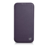 iCarer CE Premium læder Folio Case iPhone 14 Plus Magnetisk Flip læder Folio Case MagSafe mørk lilla (WMI14220715-DP)