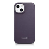 iCarer CE Premium læder Folio Case iPhone 14 Plus Magnetisk Flip læder Folio Case MagSafe mørk lilla (WMI14220715-DP)