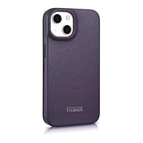 iCarer CE Premium læder Folio Case iPhone 14 Plus Magnetisk Flip læder Folio Case MagSafe mørk lilla (WMI14220715-DP)