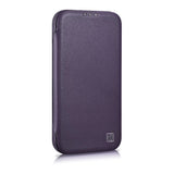 iCarer CE Premium læder Folio Case iPhone 14 Plus Magnetisk Flip læder Folio Case MagSafe mørk lilla (WMI14220715-DP)