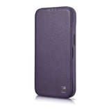 iCarer CE Premium læder Folio Case iPhone 14 Plus Magnetisk Flip læder Folio Case MagSafe mørk lilla (WMI14220715-DP)