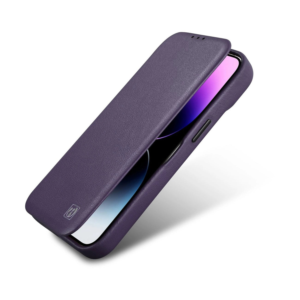 iCarer CE Premium læder Folio Case iPhone 14 Plus Magnetisk Flip læder Folio Case MagSafe mørk lilla (WMI14220715-DP)