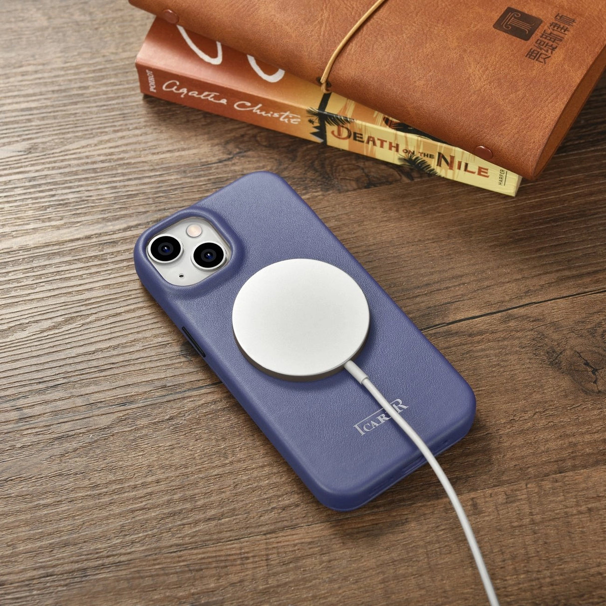 iCarer CE Premium læder Folio Case iPhone 14 Plus Magnetisk Flip læder Folio Case MagSafe Light Purple (WMI14220715-LP)