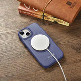 iCarer CE Premium læder Folio Case iPhone 14 Plus Magnetisk Flip læder Folio Case MagSafe Light Purple (WMI14220715-LP)
